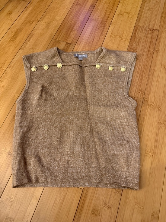 J. Crew Tops - J. Crew Metallic Bronze Sleeveless Knit Top with Gold Buttons